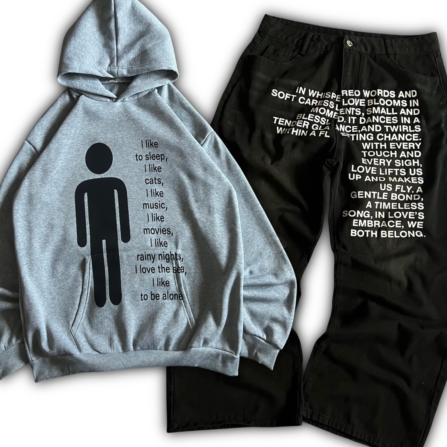 Street Fashion American - Amerikan Desenli Harfli Kot Pantolon Y2K