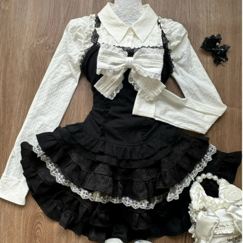 Street Fashion Harajuku - Y2k Estetik Lolita Tarzı 3 Parça
