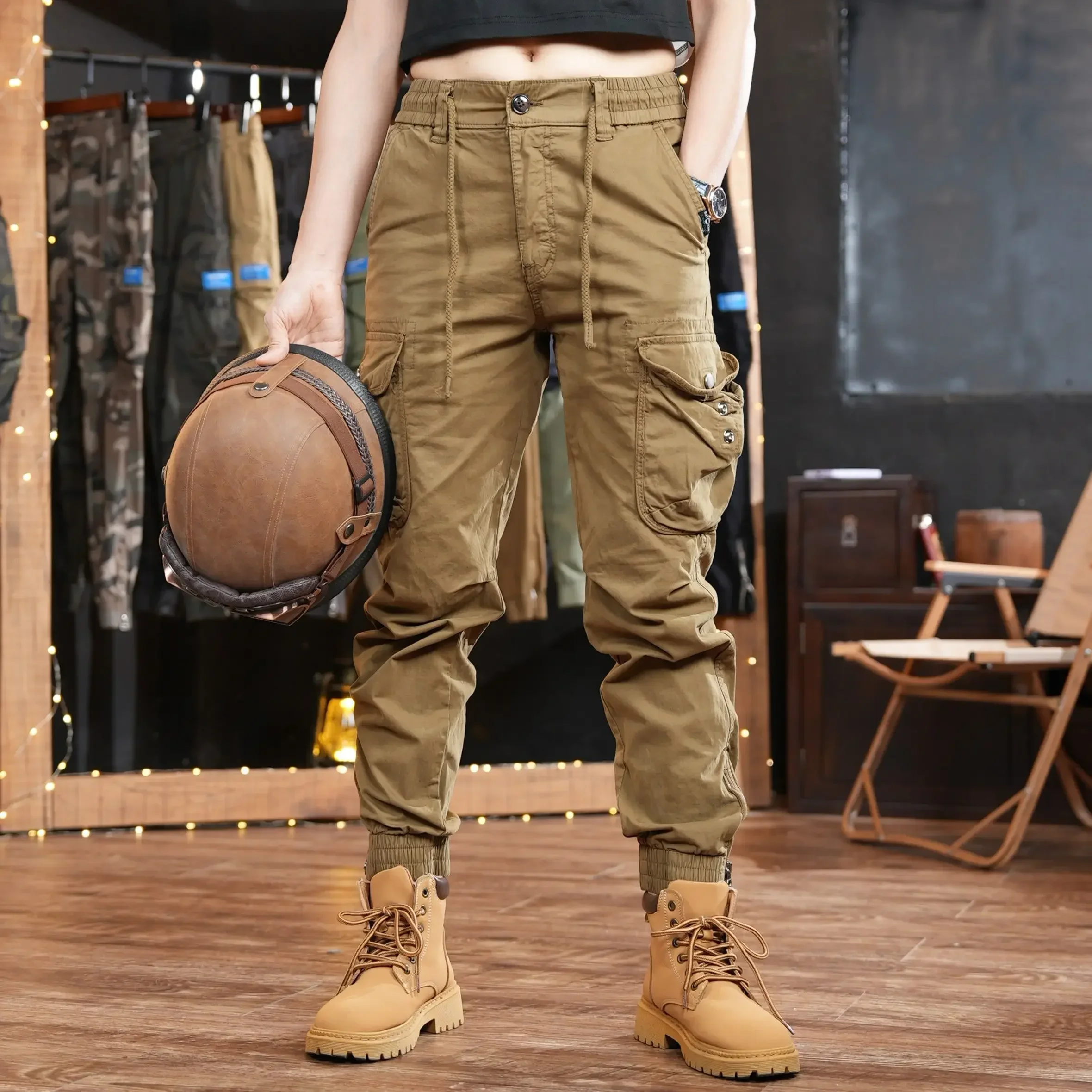Street Fashion Harajuku - Çok cep açık pantolon adam kargo