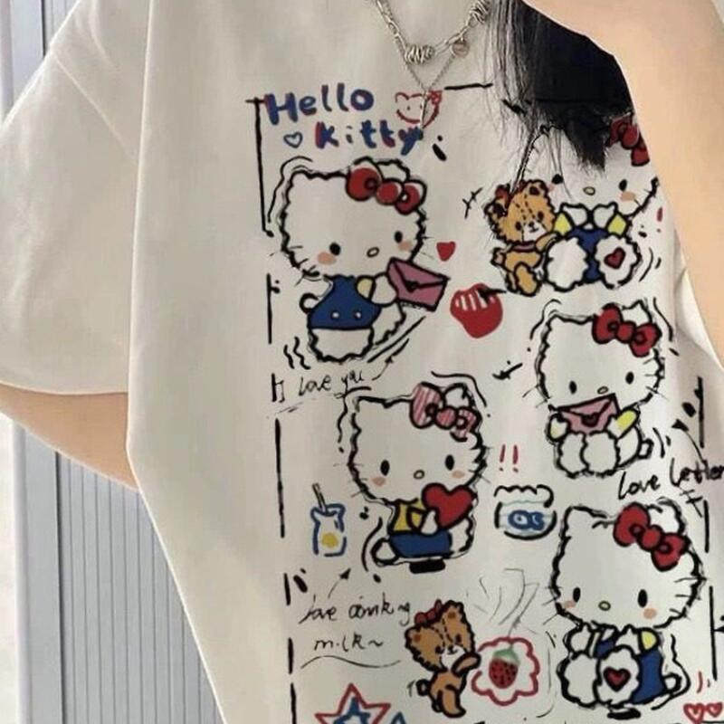 Street Summer Fashion - Kısa Kollu Yazlık Hello Kitty Graffiti