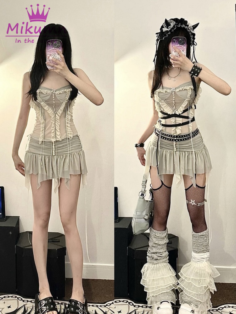 Y2k iki parçalı Set kıyafet es - Street Fashion Harajuku incelemesi ve fiyatı