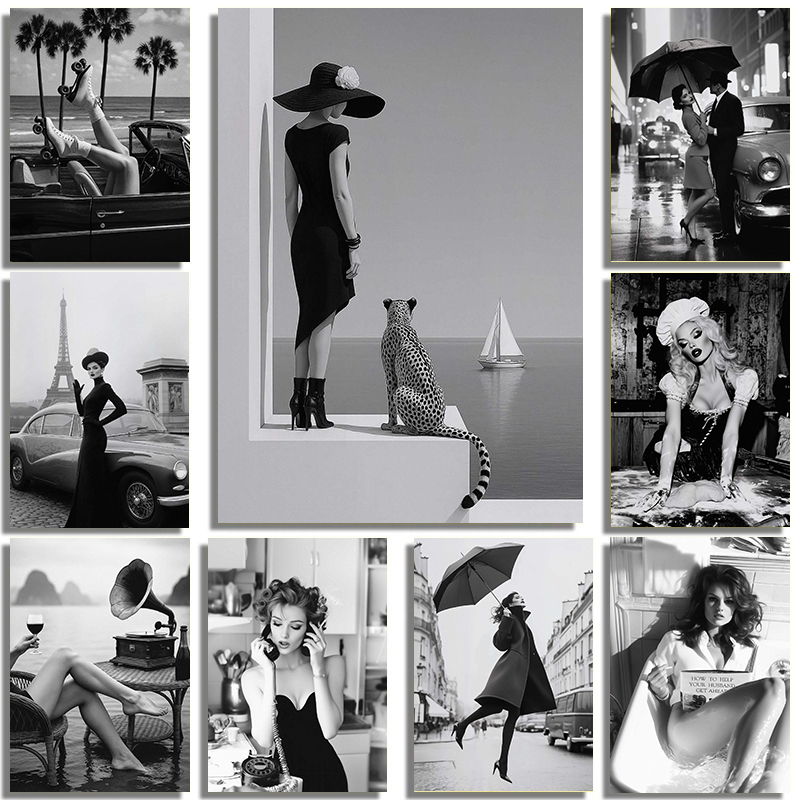 Siyah Ve Beyaz Moda Sokak İç M - Street Fashion Poster incelemesi ve fiyatı