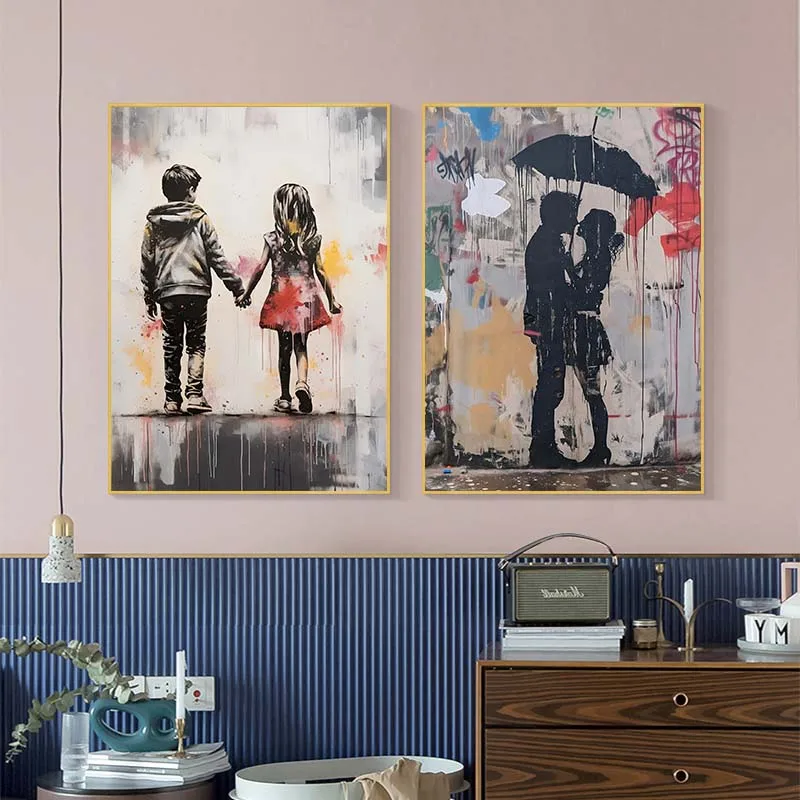Banksy Graffiti Erkek Kız Balo - Street Fashion Poster incelemesi ve fiyatı