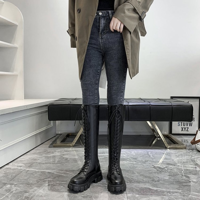 Kadın Diz Üstü Çizmeler Bağcık - Street Fashion Female incelemesi ve fiyatı