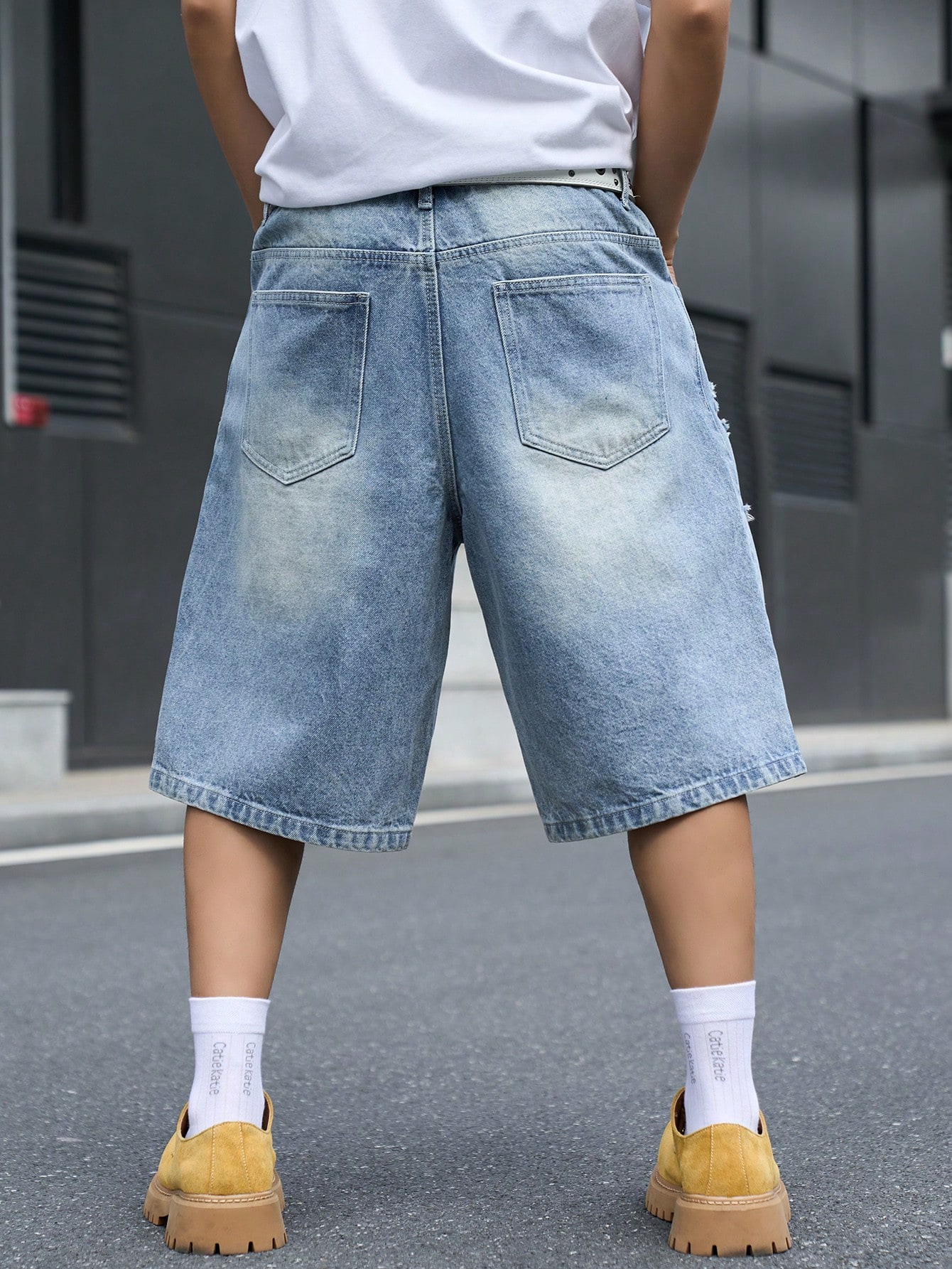 Erkek Bol Kesim Denim Bermuda  - Street Fashion Hip Hop incelemesi ve fiyatı